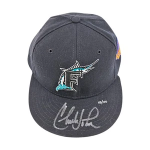 Cappello Charles Johnson Marlins autografato firmato 1997 World Series (Goldin COA) - Foto 1 di 6