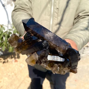 1.7LB Natural Smoky Black Quartz Cluster Crystal Specimen Healing - Picture 1 of 7