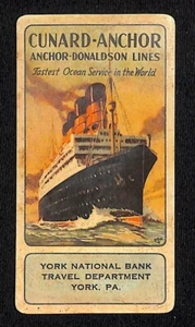 Cunard-Anchor Celluloid 1928 Pocket Calendar National Bank Travel Dept. York, PA - Picture 1 of 2