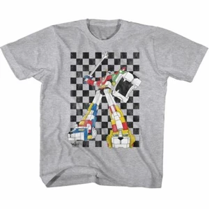 Voltron 80's Checkerboard Gray Heather Youth T-Shirt - Picture 1 of 2