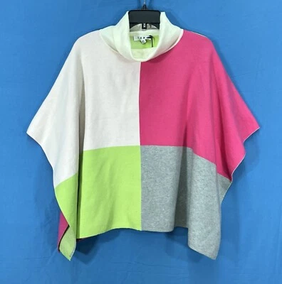 Nwt THML Colorblock KNIT Turtleneck BOXY Pullover OPEN-SIDES Poncho Sweater M/L - Image 1 of 4
