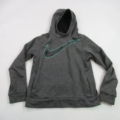 耐克连帽衫青年女孩大号长袖灰色套衫口袋户外休闲 — 第 1/4 张图片