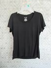 St Johns Bay Top Size L Black Pull Over V Neck Short Sleeve Casual Work