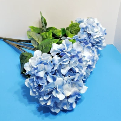 5 - Cabezas 2 - Ramo Flor Hortensia Artificial con Tallos Color Azul Foto 1 de 4