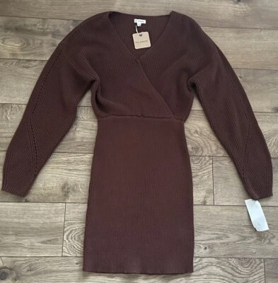 Vestido Suéter Marrón Pimienta Azul Mezcla Algodón Talla S Foto 1 de 3