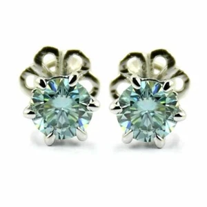 3.40 ct. Treated Round Blue Diamond Earrings with certified Quality- AAA - Picture 1 of 3