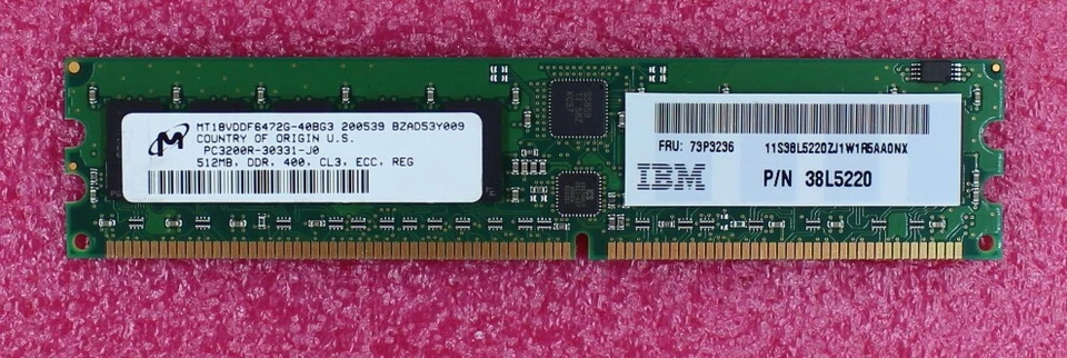 38L5220 - IBM 512MB PC3200R ECC DDR RDIMM - Image 1 of 1