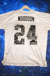 Vintage Nike Team Raiders #24 Charles Woodson Size XXL NFL Football Jersey White - Picture 1 of 10