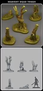 Miniaturas de mesa con paisajes de terreno de árboles muertos de pantano 28 mm - Imagen 1 de 1