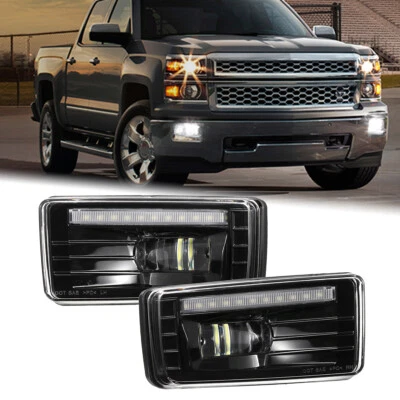 Par de luces antiniebla LED negras con DRL aptas para Chevrolet Silverado 1500 2007-2015 Foto 1 de 4