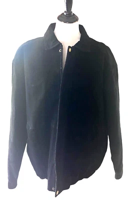 Abrigo Chaqueta Para Hombres Cambridge Classics Talla Grande Negro Gamuza Cuero Forrado Bolsillos Foto 1 de 4