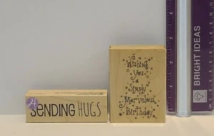 Lote de 2 Abrazos de Envío Inkadinkado Maravilloso Cumpleaños y Jillibean Montados en Madera  - Imagen 1 de 4