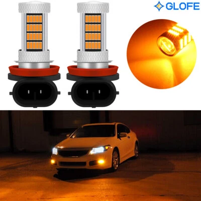 2X Amber Yellow H11 H8 Car Truck Pickup Fog Lights Driving Lamps 92SMD LED Bulbs - Image 1 of 4