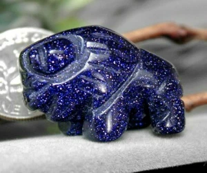 Buffalo Totem Spirit Animal Blue Goldstone Rock Fetish Figurine 9211 - Picture 1 of 4