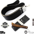 Barber Cut Throat Wooden Straight Razor Black Pouch and Sharpening Leather Strop