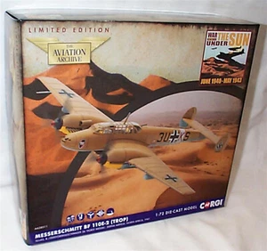 CORGI AVIATION ARCHIVE MESSERSCHMITT BF 110E-2 NORTH AFRICA 1942 AA38511 New - Picture 1 of 2