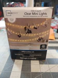100-Count Clear Mini Lights White Wire Indoor/Outdoor 20'. Connect 5 Sets. - Picture 1 of 2