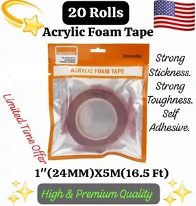 20 Roll 5M X1" 24MM Acrylic Foam Double Sided Mounting Adhesive Tape VHB NANO 3M - Picture 1 of 7