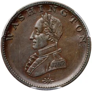 Undated Baker-6 PCGS AU 55 Plain Edge Washington Double Head Cent Copper Coin - Picture 1 of 3