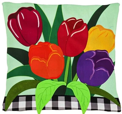 Buffalo Check Tulips Interchangeable Pillow Cover 18 x 18 - Image 1 of 2