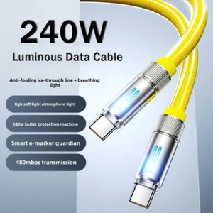 240W 4.9FT USB-C to USB-C/iOS Charger Cable Fast Charging Type Sync Data Cord - Picture 1 of 15