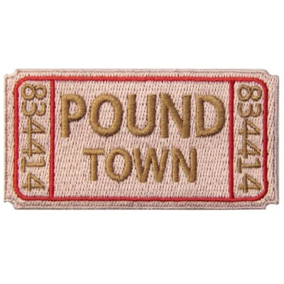 Embroidered Iron Sew On Patches transfers Badges appliques Ticket to Pound Town - Image 1 of 3