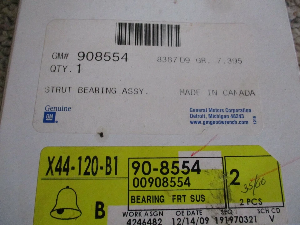  GENUINE GM 908554 Front Suspension Strut Bearing - Image 1 of 1