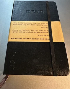 KRUG Champagne limited editon embossed Black Moleskine Lined Notebook 3.5"x 5.5" - Picture 1 of 1