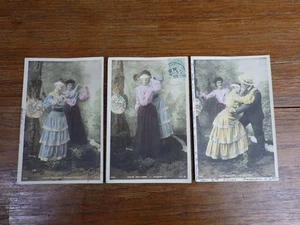 3x CPA CARTES POSTALES ANCIENNES FANTAISIE Datées 1905 COLIN MAILLARD Florial - Picture 1 of 2