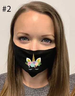 Unicorn Face Mask 100% cotton USA made soft comfortable reusable washable  - Image 1 of 4