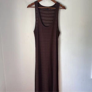 ASOS Brown Ribbed Sleeveless Sheath Maxi Dress - Picture 1 of 7