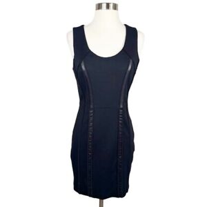 Barneys New York Black Leather Panel Dress Size 4