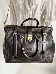COLE HAAN Brown Leather Frame Duffel BAG Shoulder strap Unisex MSRP $695 - Picture 1 of 12