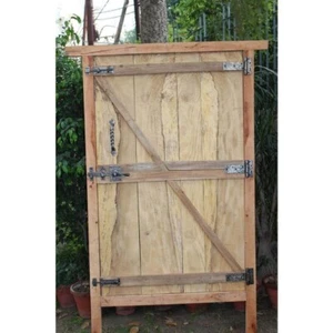12 in. Matte Black Cast Iron Drop Bar Gate Set with (2) 6 in. Tee Hinges - Picture 1 of 5
