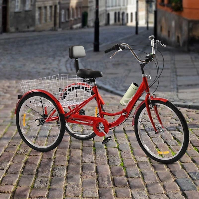 24 Zoll Dreirad für Erwachsene 7-Gang 3-Räder Fahrrad + Einkaufskorb Dreirad NEU - Bild 1 von 4