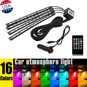 4x 12 LED RGB Car Interior Floor Neon Light Strip Atmosphere Lamp Remote Control