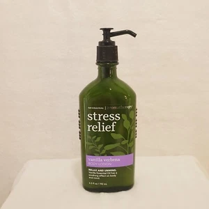 Bath & Body Works Body Lotion Stress Relief Vanilla Verbena Glass Bottle w/ Pump - Picture 1 of 8