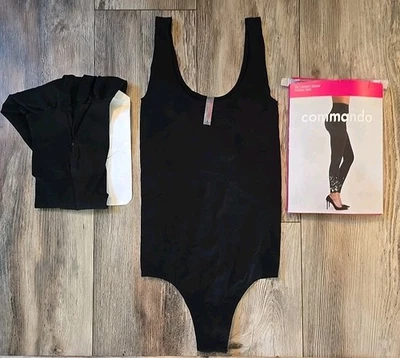 Commando 3 Pc LOT Bodysuit  Snap Closure Footless Tights Black Small Medium - Image 1 of 4
