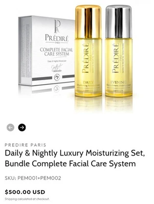 Predire Paris Argan Oil Daily Nightly Luxury Moisturizer Set New Sealed - Image 1 of 4