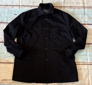 Faconnable Para Hombres Azul Marino Oscuro Lana Camisa Chaqueta Tareas Chamarra Forrada Grande L - Imagen 1 de 7