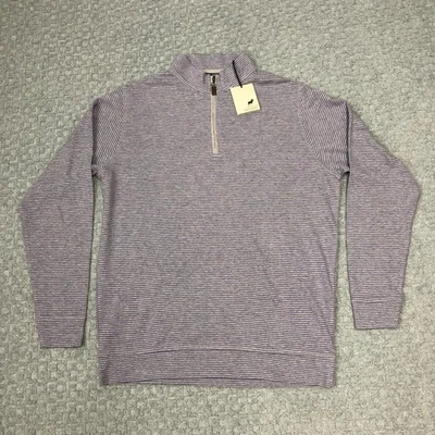 Horn Legend Sweater Mens Large Gray Purple Striped Quarter Zip Pullover HLIL048L - Image 1 of 4
