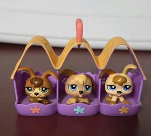 Trillizos Hasbro para perros cachorros #1338, #1339, #1340 Littlest Pet Shop con casa - Imagen 1 de 5