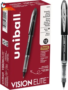uni-ball Vision Elite Tintenroller feine Spitze Mikrospitze, 0,5 mm, schwarz, 12 Stück - Bild 1 von 8