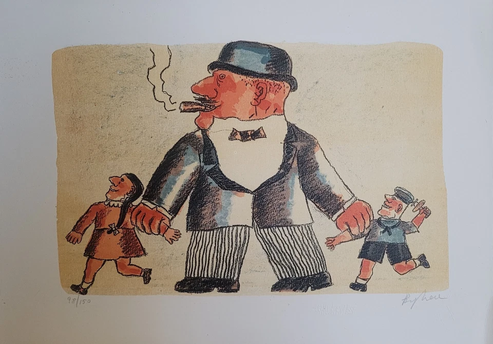 Franz  Borghese Litografia  a colori la folla - Immagine 1 di 1