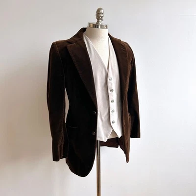 Chaleco de Terciopelo Crudo Blanco Off Chaleco Abrigo Cintura M Formal Sartorial Evento Especial Foto 1 de 4