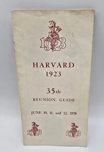 Harvard University 1923 Reunion Guide- 1958 Souvenir 13 Page Program - Picture 1 of 8