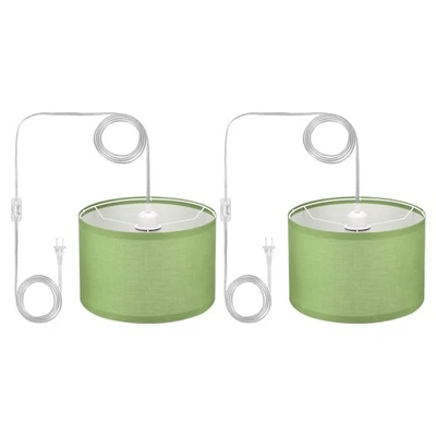 Plug in Pendant Light, 2 Pack 15Ft Rope Cord Hanging Lamp Fixture Light Green - Image 1 of 4