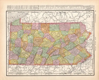 1909 Antique PENNSYLVANIA State Map  Vintage Map of Pennsylvania Wall Decor 2490 - Image 1 of 3