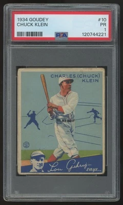 1934 Goudey Charles "Chuck" Klein #10 PSA 1 Foto 1 de 2