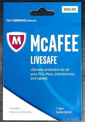 McAfee LiveSafe 2017 Unlimited Devices, For PC/Mac/Mobile, eCard  - Image 1 of 2
